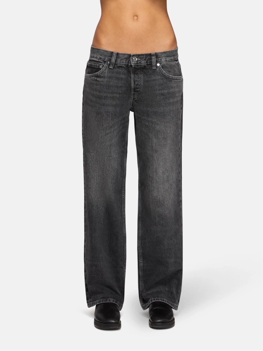 EB denim black / grey low rise baggy wide leg jeans in marmot